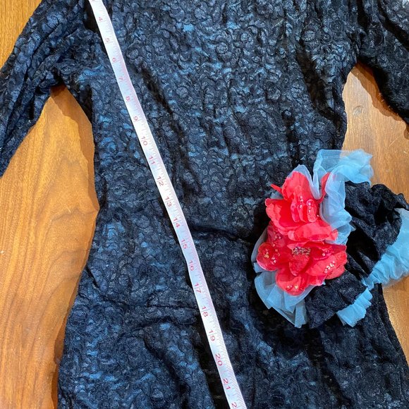 Dance Costume Black Lace Flowers Size AS - Picture 6 of 10
